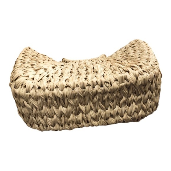 Wicker style straw basketweave black knit woven handle oversized‎ beach tote bag - Picture 13 of 15